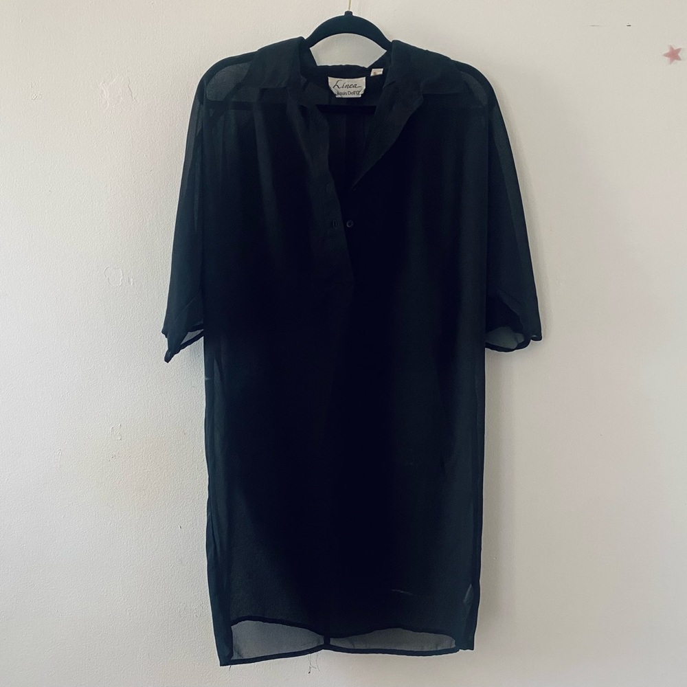 VINTAGE SHEER BLACK SHIRT DRESS